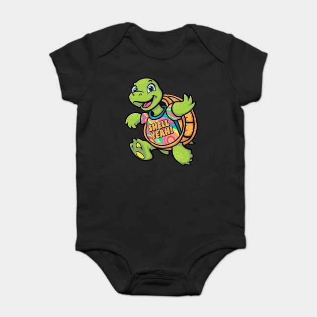 Cheerful Turtle Shell Yeah Baby Bodysuit by Vinokurio